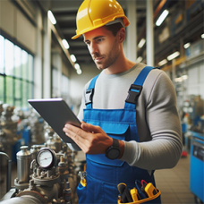 Image: Maintenance technician with a tablet
