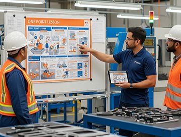 A maintenance team using One Point Lessons to streamline industrial workflows.