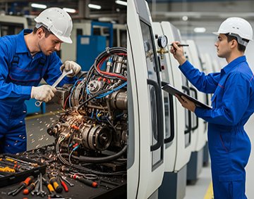 Maintenance technicians conducting both reactive and preventive maintenance.