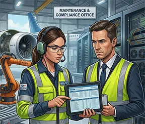 Maintenance technicians display a record of activity on the mobile CMMS