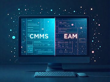 A computer with both a CMMS and EAM for better maintenance management.