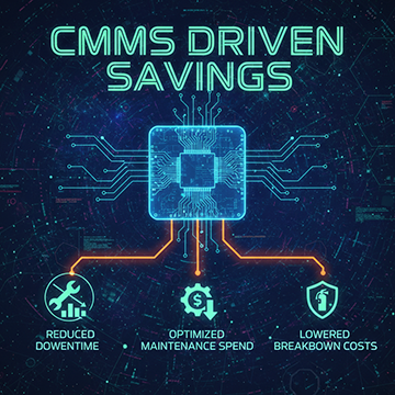 A visual showing different ways CMMS drives maintenance expense savings.
