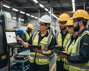 Technicians learn from a CMMS trainer for better user experience.