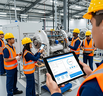 Maintenance personnel using a CMMS for effective maintenance strategies.