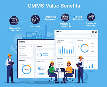 A representation of various CMMS benefits that provide value.