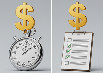 A representation showing the difference between cost efficiency and cost effectiveness.
