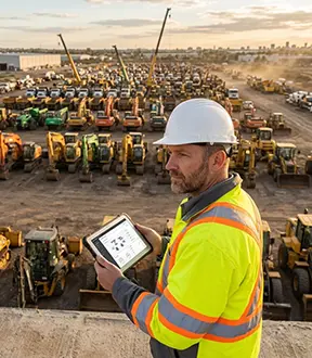 A supervisor uses a CMMS for reliable fleet management.