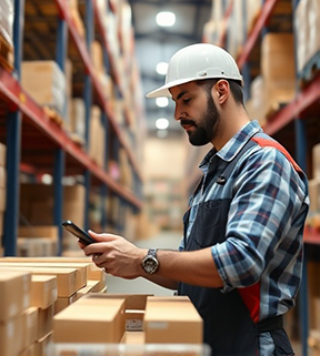 An inventory worker scanning barcodes for a physical count.