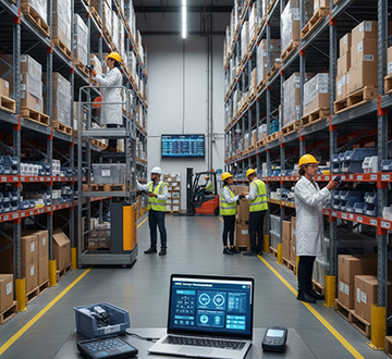Warehouse workers use a CMMS for better inventory management.