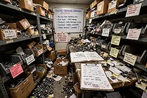 A disorganized warehouse of inventory because of lack of CMMS.
