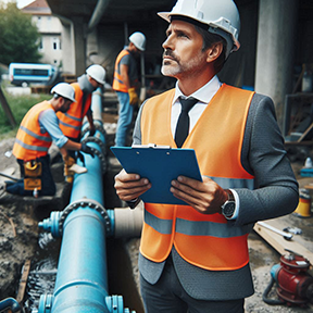 Image: maintenance supervisor evaluating job