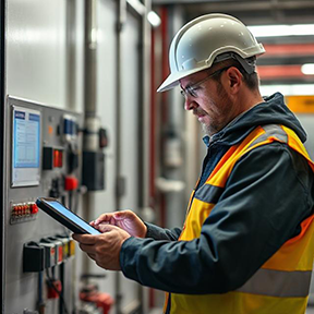 A technician follows CMMS work orders instructions for routine inspections