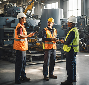 Image: a maintenance team in discussion