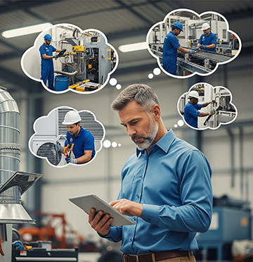 A maintenance supervisor uses a CMMS to create work orders.