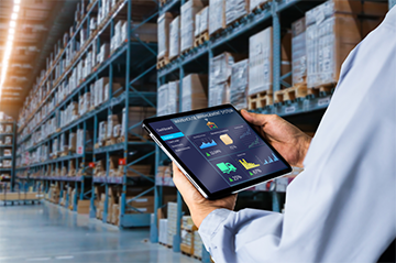 Tablet showing steps to effectively use modern warehouse management software in a CMMS context.