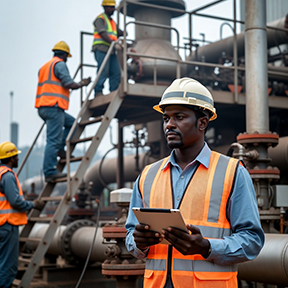 Maintenance workers using a CMMS for better compliance measures.