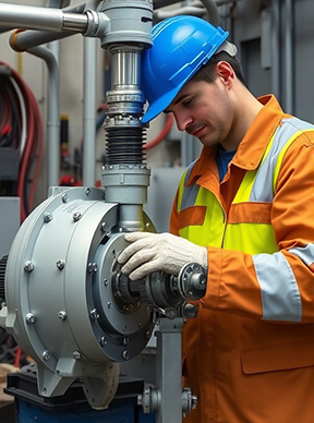 A technician conducts preventive maintenance on a coupling.