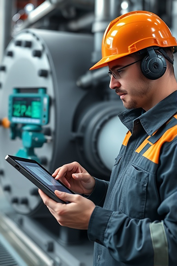 A technician monitors equipment readings as part of proactive maintenance