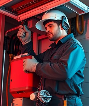 A maintenance worker prioritizes an important job for operational safety.