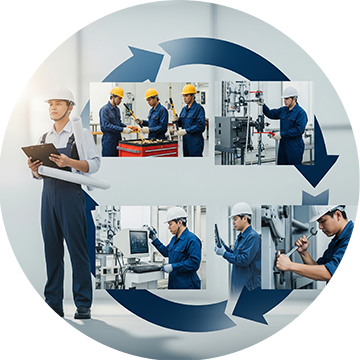 Maintenance workers applying the Shewhart Cycle to operations