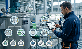 A technician uses a CMMS to plan proper maintenance on asset hierarchy.