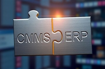Puzzle pieces representing the integration of a CMMS and and ERP.