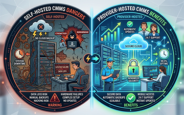 The risk companies take by using a self-hosted CMMS instead of cloud hosting.