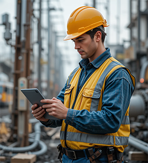 A maintenance technician uses CMMS mobile for better work productivity.