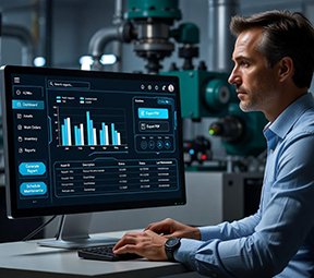 A maintenance manager uses AI to generate KPI reports.