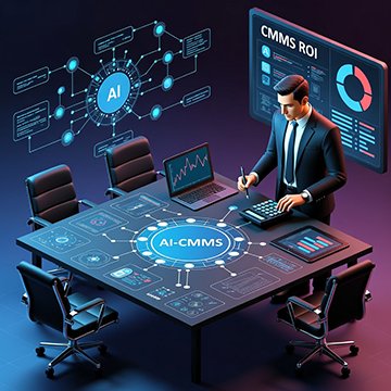 A maintenance manager analyzes an AI-enhanced CMMS for better ROI