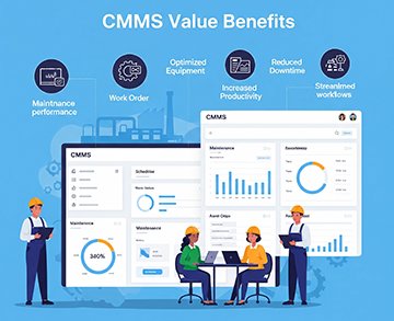 A representation of various CMMS benefits that provide value.