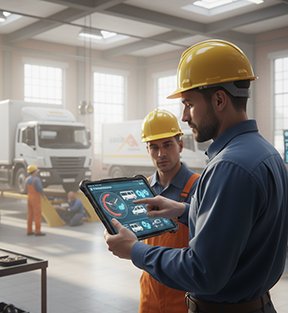 A supervisor uses a CMMS for time-based maintenance in fleet management.