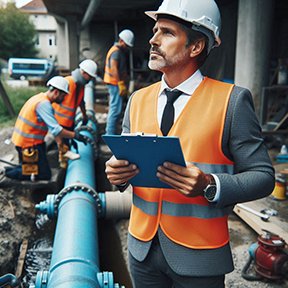 Image: maintenance supervisor evaluating job