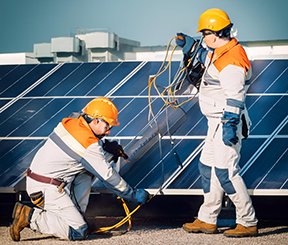 Image: Maintenance technician using a mobile app