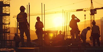 Image: utility workers at dawn