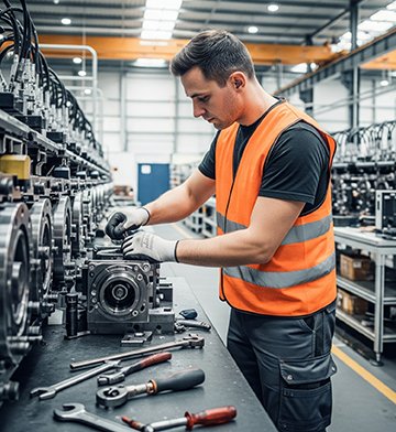 A maintenance worker increases an asset's operational ability for better efficiency and reliability.