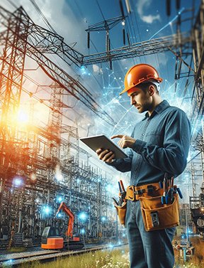 Image: Maintenance technician using a mobile app