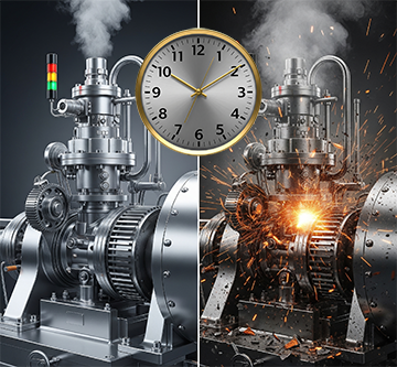 A piece of equipment moving toward failure to demonstrate MTBF