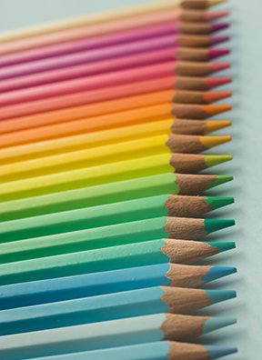 Image: a row of colored pencils