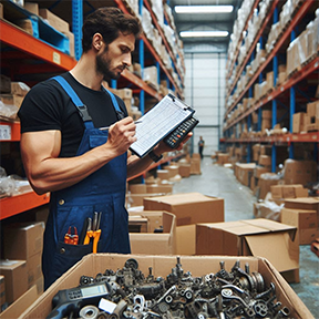 Image: maintenance technician counting parts