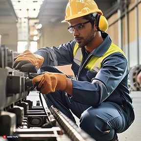 Image: a maintenance technician performing a job