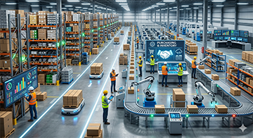 A warehouse organized with CMMS purchasing management.