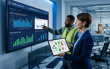 A maintenance manager and technician use a CMMS to help with smarter goals.