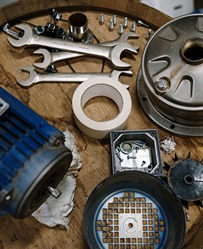 Image: parts and tools on a table