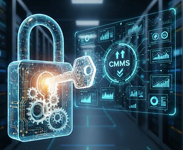 A representation of unlocking maintenance efficiency with a CMMS.