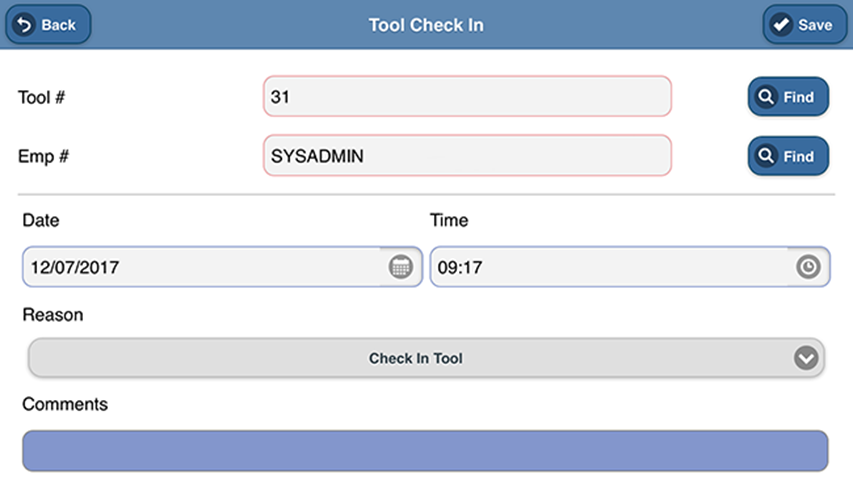 MAPCON Mobile Tool Control check-in/checkout